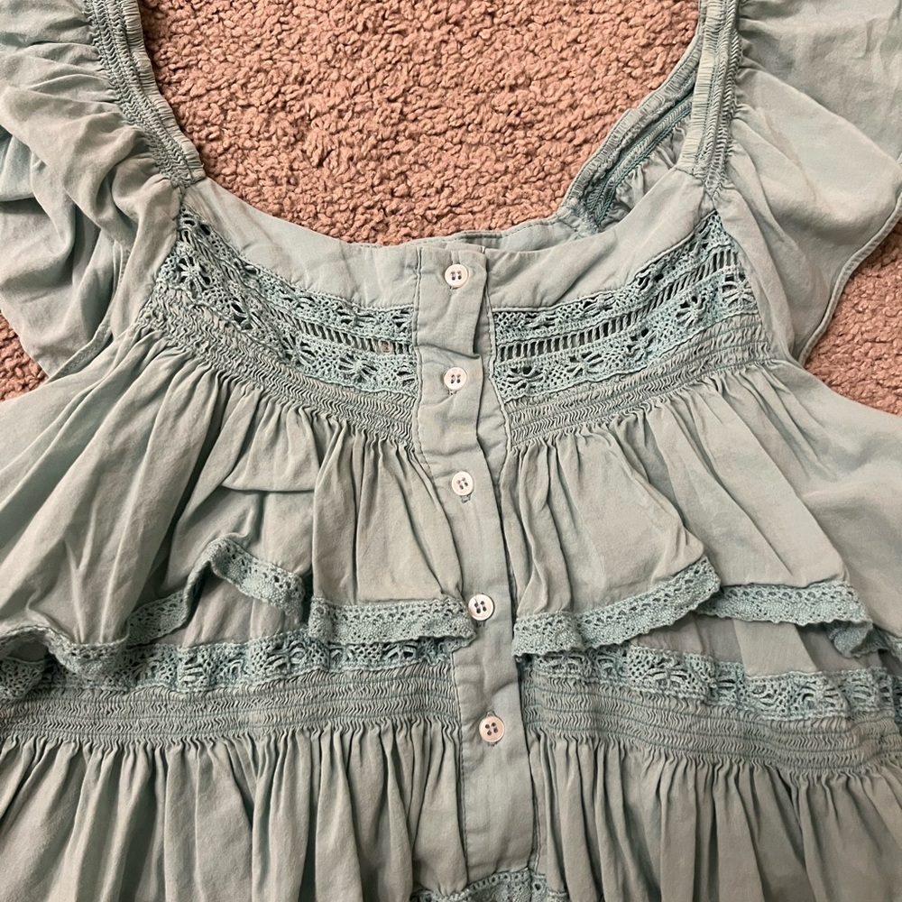Free people ruffled Lace Trim Women Top - Picture 2 of 3